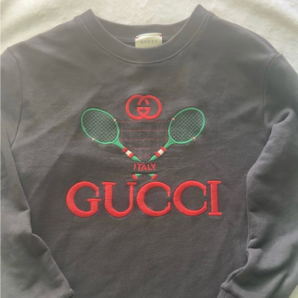 Gucci Gray Sweatshirt with Tennis Racket Design